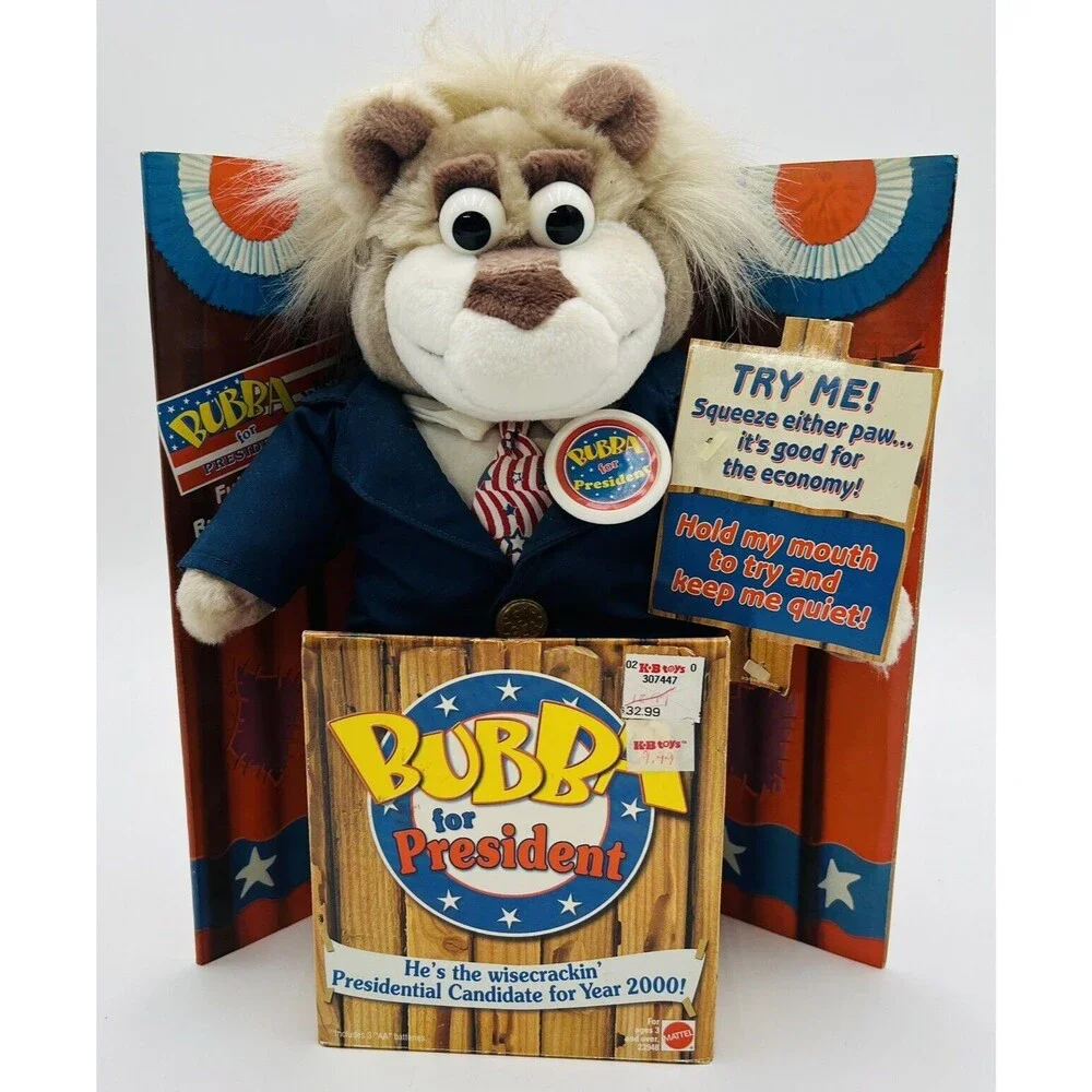 VTG Bubba For President Mattel Wisecrackin Talking Plush Bear Toy NOS NIB